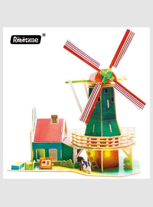 ROSJ305-dutch-windmill-wooden-3d-puzzle-robotime